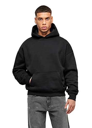 Burocs Herren Oversized Heavy Basic Hoodie in Schwarz, Kapuzenpullover, Baumwollmix, Überschnittene Schultern, Casual Streetwear, Größe:XL, Farbe:Black von Buroc's