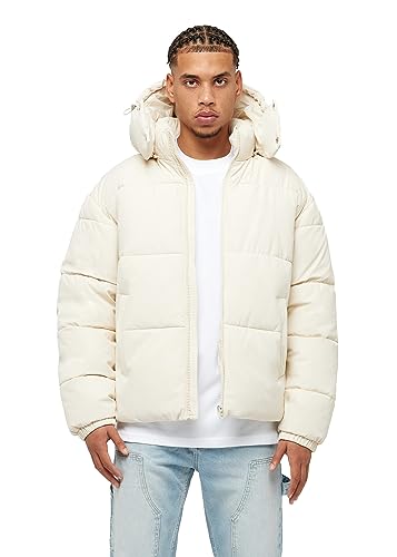 Herren Pufferjacke mit abnehmbarer Kapuze, Winter Warm Outdoor Steppjacke BR6008, Größe:L, Farbe:Beige von Burocs