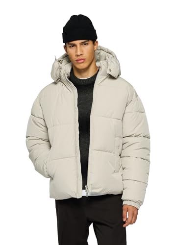 Burocs Hooded Puffer Jacket - Light Grey - Oversized Herrenjacke - abnehmbare Kapuze - Reißverschluss - Innentasche, Größe:M, Farbe:Light Grey von Burocs
