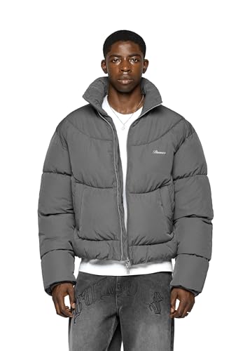 Burocs Matte Puffer Jacket - Dark Grey - Jacke Herren - 2-Wege Reißverschluss - Metall Logo - Innentasche mit Reißverschluss - Kordelzug, Größe:L, Farbe:Dark Grey von Burocs