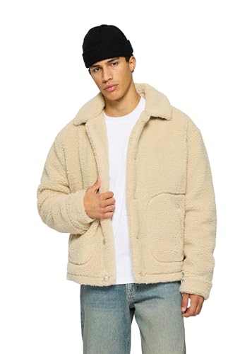 Burocs Teddy Jacket - Beige - Herrenjacke aus softem Teddy-Stoff - Druckknopfleiste - gesteppte Wattierung, Größe:XXL, Farbe:Beige von Burocs