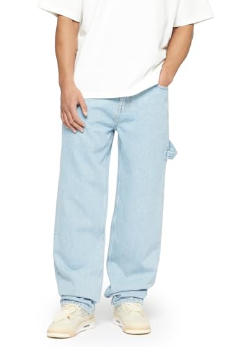 Herren Baggy Fit Jeans mit Knopfleiste Jeanshose Streetwear Loose Denim Pants Hose mit weitem Bein Lässig Männer, Farbe:90s Blue, Hosengröße:W29 L32 von Burocs