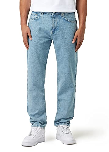 Herren Carrot Fit Jeans mit Knopfleiste Jeanshose Streetwear Loose Denim Pants Karottenschnitt Lässig Männer, Farbe:Vintage Blue, Hosengröße:W32 L32 Herren Carrot Fit Jeans mit Knopfleiste Jeanshose Streetwear Loose Denim Pants Karottenschnitt Lässig Männer, Farbe:Vintage Blue, Hosengröße:W32 L32 von Burocs