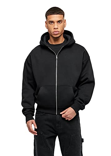 Herren Oversized Basic Zip Hoodie Oversized Fit Heavy, Größe:L, Color:Black von Buroc's