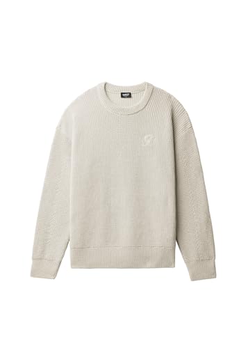 Knit Sweater - Ecru - Herren Pullover - Regular Fit - Grobstrick & Rundhalsausschnitt - Mit B Stitching - 96% Baumwolle, 4% Polyester, Größe:XL, Farbe:Ecru von Burocs