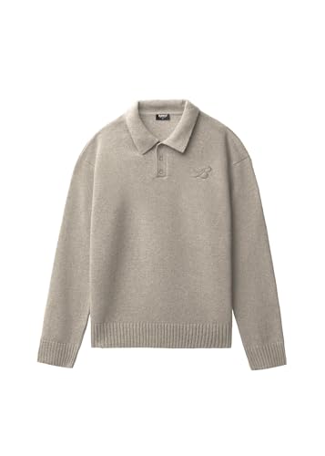Wool Polo Sweater - Beige - Herren Pullover - Regular Fit - Feinstrick & Polo Kragen - Mit Knopfleiste & B Stitching - 80% Wolle (35% recycelt), 20% Polyamid, Größe:L, Farbe:Beige von Burocs