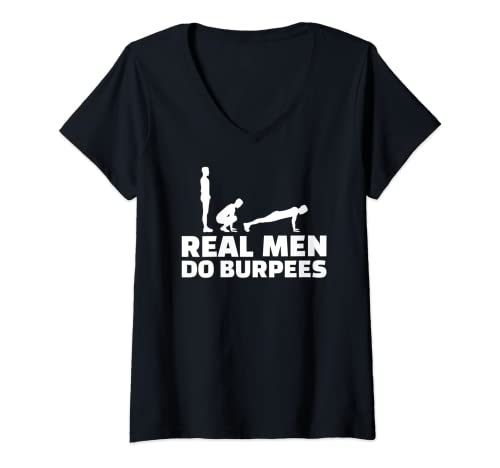 Damen Echtes Burpees-T-Shirt für Männer T-Shirt mit V-Ausschnitt Damen Echtes Burpees-T-Shirt für Männer T-Shirt mit V-Ausschnitt von Burpees Shirts