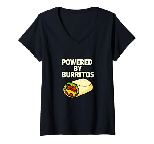 Damen Bereitgestellt von Burritos Funny Food Lover T-Shirt mit V-Ausschnitt von Burrito Energy and Wrap Humor Tees