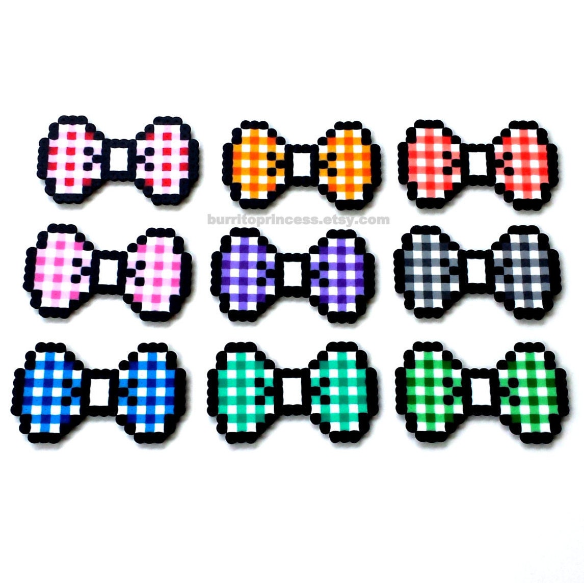 Karierte Haar Bögen - Karierte Fliege 8Bit 8Bit-Fliege Pixel Pixel-Fliege Hochzeit von BurritoPrincess