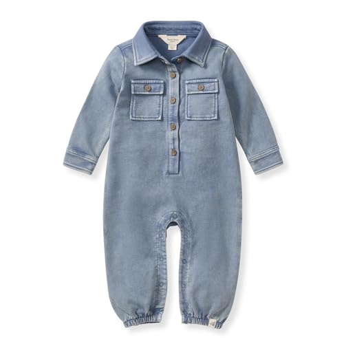 Burt's Bees Baby Baby-Jungen Boys 100% Organic Cotton Button Down Jumpsuit Kleinkind-Babyette-Set, Flint Acid Wash, 3-6 Monate von Burt's Bees Baby