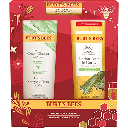 Burt's Bees Geschenke für Frauen | Geschenkset mit, feuchtigkeitsspendendem Lippenbalsam, Bodylotion Aloe und Shea Butter, sanfter Reinigungscreme für empfindliche Haut von Burt's Bees