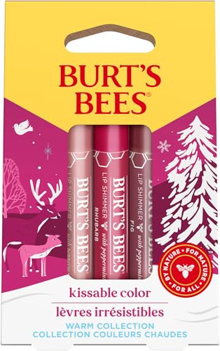 Burt's Bees Geschenkset für Damen | Feuchtigkeitsspendende Lippenfarbe mit 3 Lippenschimmern in Pfingstrose, Rhabarber und Feige | Kussmundfarbe | 3 x 2,6 g von Burt's Bees