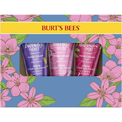 Burt's Bees Handcreme-Geschenkset mit Shea Butter, Lavendel und Honig, Wildrose und Beere und Wassermelone und Minze | 3er-Pack von Burt's Bees