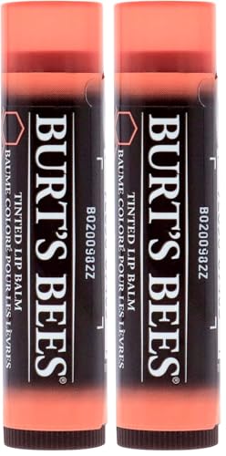 Burt´s Bees Tinted Lip Balm Zinnia (gefärbter Lippenpflegestift, in neutralem Farbton, sehr dezent, Lippenbalsam, Pflege, natürliche Inhaltsstoffe) 501111 (Packung mit 2) von Burt's Bees