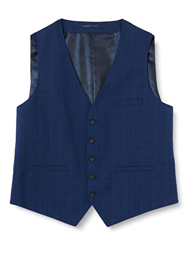 Burton Menswear London Herren Tonal Prince of Wales Slim Vest Weste, Blau (Blau 110), 44R (Size:Large) von Burton Menswear London