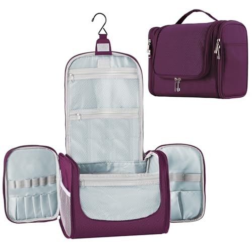 Extra große Kapazität Kulturbeutel zum Aufhängen für Männer und Frauen, tragbare, wasserdichte Badezimmer-Duschtasche, stabile Metallhaken Organizer Make-up-Tasche, violett (Violett) - 78526325 von Buruis