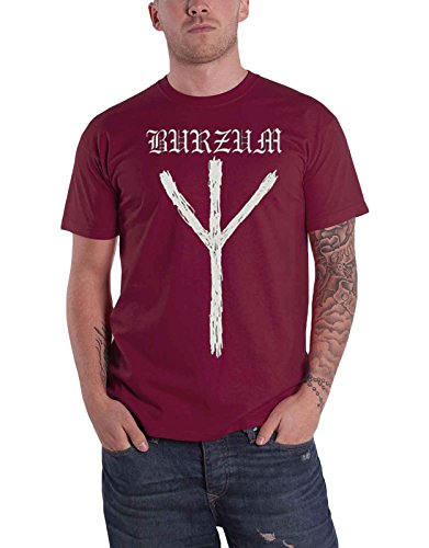 Burzum T Shirt Rune Band Logo Nue offiziell Herren Maroon von Burzum