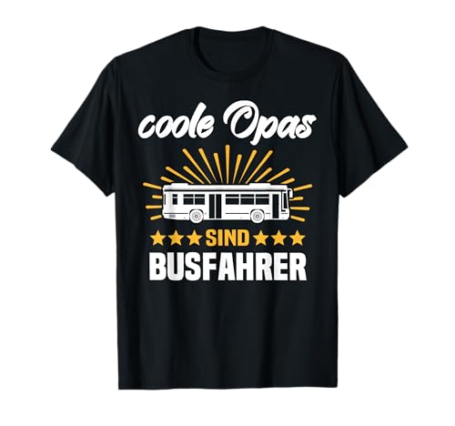 Bus Fahren Opas Schulbus Linienbus Reisebus Männer Erwachsene Grossväter Busfahrer T-Shirt Schwarz S Medium Klassische Passform V-Ausschnitt Halbarm Polyester 100% von Bus Fahren Opas Schulbus Linienbus Reisebus