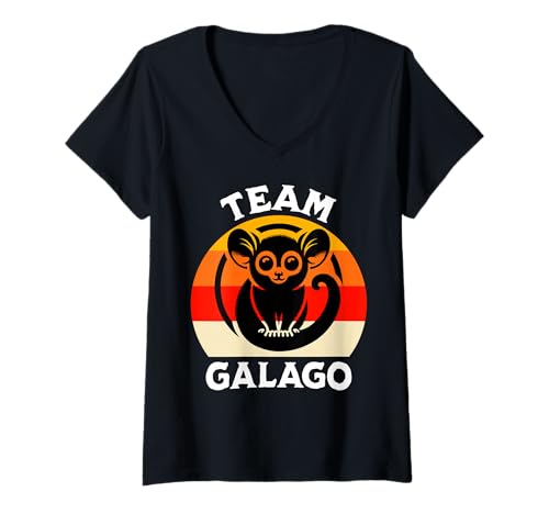 Damen Galago Team Buschbaby T-Shirt mit V-Ausschnitt Damen Galago Team Buschbaby T-Shirt mit V-Ausschnitt von Buschbaby Designs Für Damen Und Herren