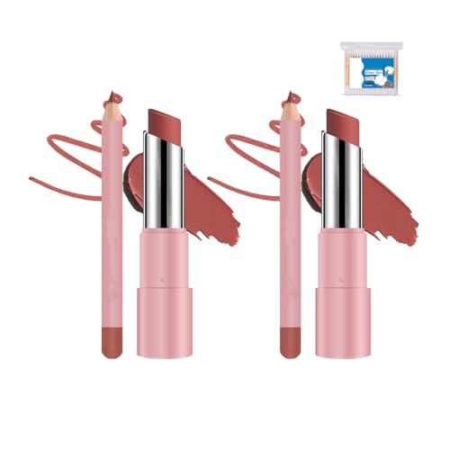 Genli Lip Balm,Genli Lifter Glaze Oil Lip Balm Lipstick Set Drip Lip Gloss with 24hrs of Smooth,Long-Lasting Waterproof Matte Lipstick and Lip Liner Set,Moisturizing and Hydrating (2*#01) von Busgiuar