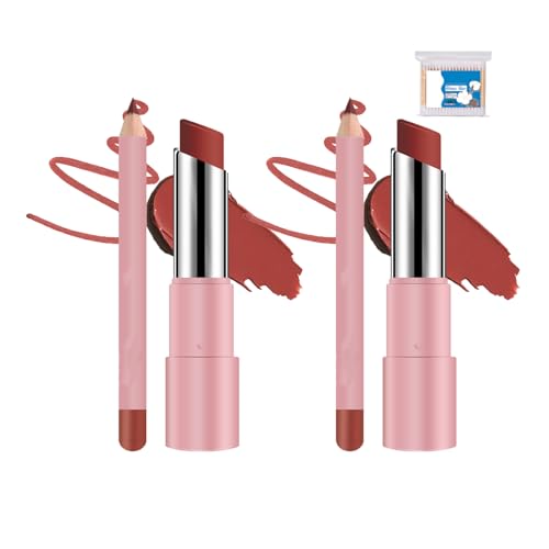 Genli Lip Balm,Genli Lifter Glaze Oil Lip Balm Lipstick Set Drip Lip Gloss with 24hrs of Smooth,Long-Lasting Waterproof Matte Lipstick and Lip Liner Set,Moisturizing and Hydrating (2*#02) von Busgiuar