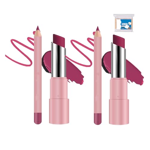 Genli Lip Balm,Genli Lifter Glaze Oil Lip Balm Lipstick Set Drip Lip Gloss with 24hrs of Smooth,Long-Lasting Waterproof Matte Lipstick and Lip Liner Set,Moisturizing and Hydrating (2*#08) von Busgiuar