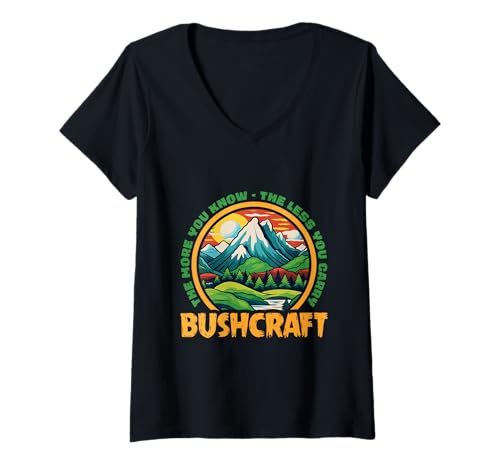 Damen Bushcraft Je mehr Sie wissen, desto weniger Sie tragen T-Shirt mit V-Ausschnitt Damen Bushcraft Je mehr Sie wissen, desto weniger Sie tragen T-Shirt mit V-Ausschnitt von Bushcraft Survival Forest