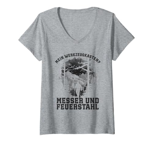 Damen Bushcraft Fans Survival Natur Outdoor Camping Ausrüstung T-Shirt mit V-Ausschnitt Damen Bushcraft Fans Survival Natur Outdoor Camping Ausrüstung T-Shirt mit V-Ausschnitt von Bushcrafting Ausrüstung Outdoor Survival