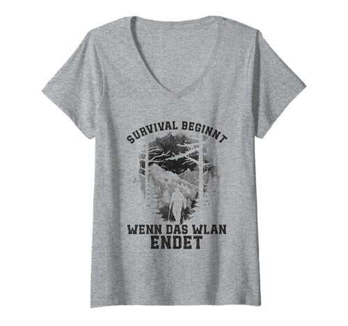 Damen Bushcraft Fans Survival Natur Outdoor Camping Ausrüstung T-Shirt mit V-Ausschnitt Damen Bushcraft Fans Survival Natur Outdoor Camping Ausrüstung T-Shirt mit V-Ausschnitt von Bushcrafting Ausrüstung Outdoor Survival
