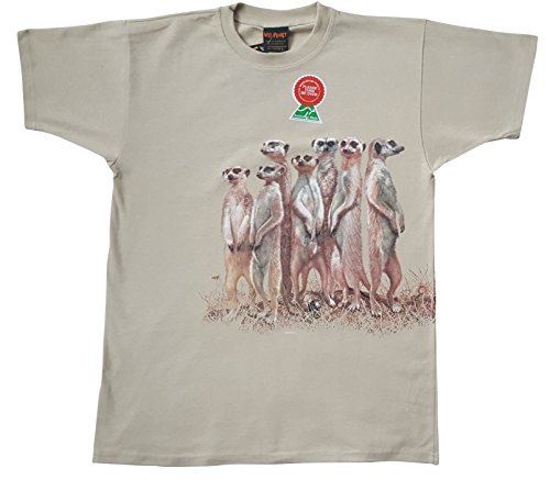Bushfire Planet Earth T-Shirt Erdmännchen zweiseitig Bedruckt, Sand Gr L von Bushfire