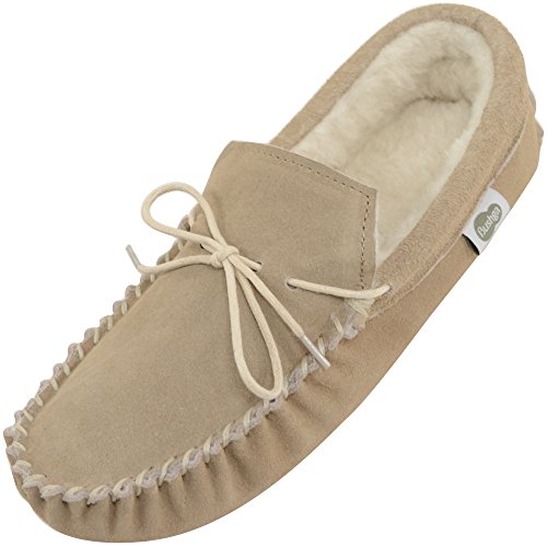 Herrenschuhe/Mokassin aus beigem Schaffell mit unverstärkter Sohle - Beige - EU 46 von Snugrugs