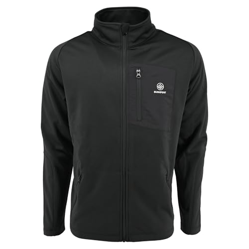 Bushpeak wasserabweisende Fleecejacke Iron Shell Herren Full Zip Military Outdoor - Fleece Jacke langarm Wandern Trekking (DE/NL/SE/PL, Alphanumerisch, M, Regular, Regular, Schwarz) von Bushpeak
