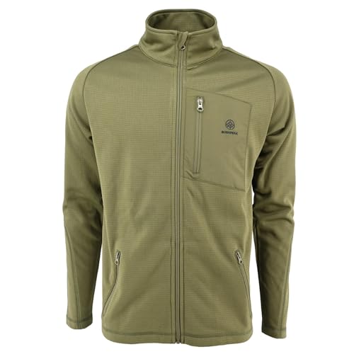 Bushpeak wasserabweisende Fleecejacke Iron Shell Herren Full Zip Military Outdoor - Fleece Jacke langarm Wandern Trekking (DE/NL/SE/PL, Alphanumerisch, XL, Regular, Regular, Oliv) von Bushpeak