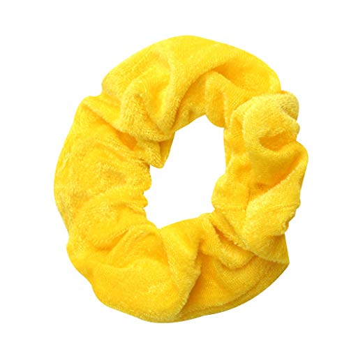 Busirde Mädchen Multi-Farbe elastischer Samt Scrunchie Reine Farbe Haar Stretchy Haar-Riegel-Band-Seil-Haarband Frauen Headware Helles Gelb 20 von Busirde