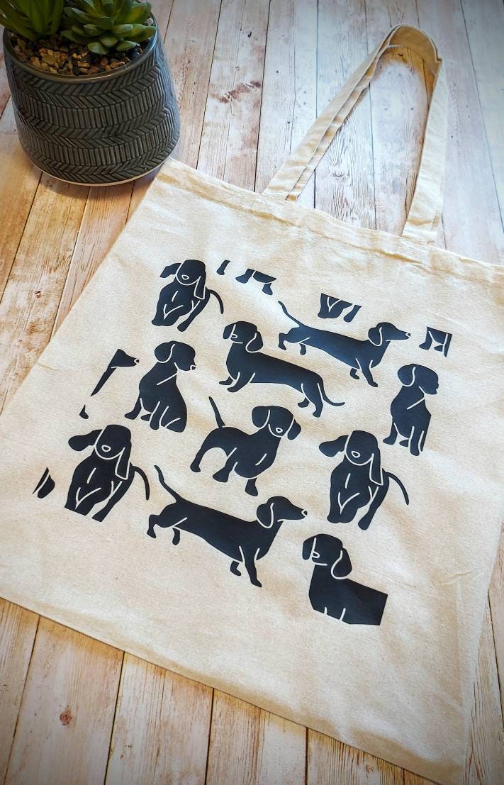 Tote Bag Dog Lovers Reusable Canvas Large von BusterandBeanStore