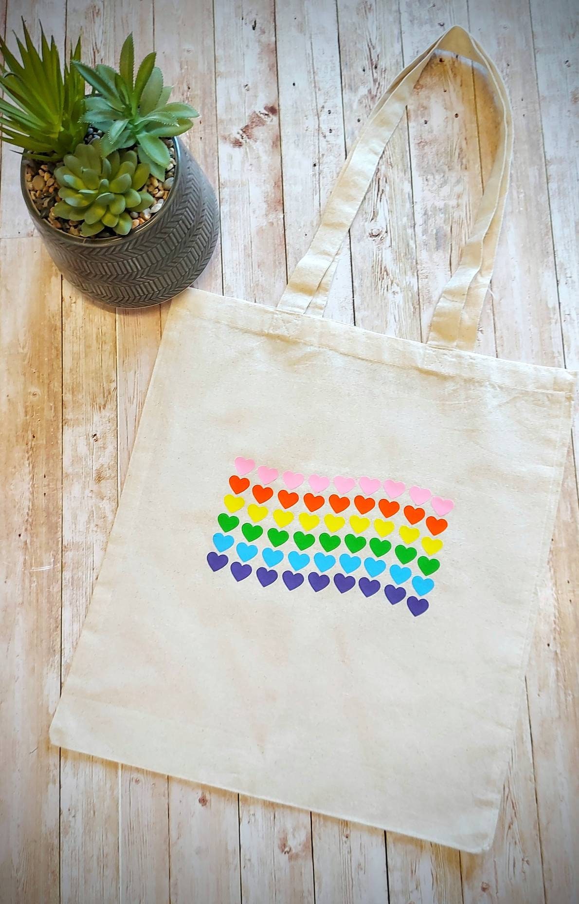 Tote Bag Rainbow Heart Pride Reusable Canvas Large Tote Bag Rainbow Heart Pride Reusable Canvas Large von BusterandBeanStore