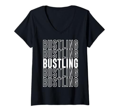 Damen Geschäftig T-Shirt mit V-Ausschnitt von Bustling Apparel