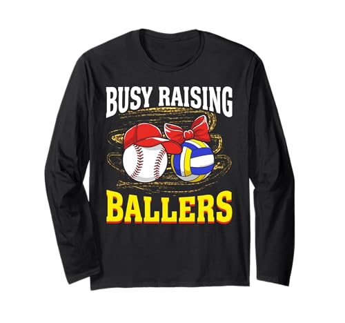 Busy Raising Ballers Baseball Volleyball Mama Leopard Damen Langarmshirt Busy Raising Ballers Baseball Volleyball Mama Leopard Damen Langarmshirt von Busy Raising Ballers tees