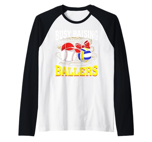 Busy Raising Ballers Baseball Volleyball Mama Leopard Damen Raglan Busy Raising Ballers Baseball Volleyball Mama Leopard Damen Raglan von Busy Raising Ballers tees