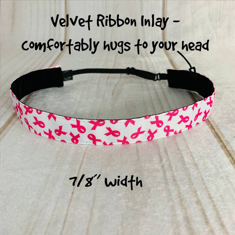 20cm Rosa Band Stirnband/Brustkrebs Bewusstsein Einstellbares, Rutschfestes Option Knopf-Stirnband Von Busy Bee Stirnbänder von BusyBeeHeadbands