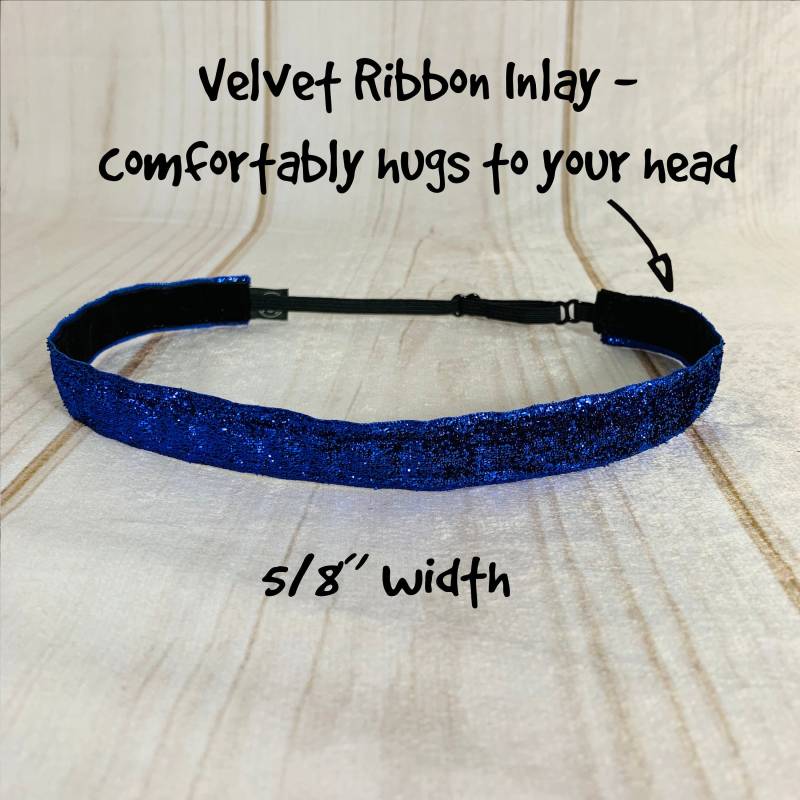 3/8 "Oder 5/8" Blue Sparkle Stirnband/Glitzer Workout Fitness Verstellbares Rutschfestes Knopf-Stirnband-Option Von Busy Bee von BusyBeeHeadbands