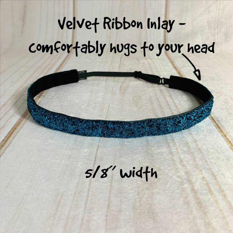 3/8 "& 5/8" Sparkle Turquoise Stirnband/Glitzer Workout Runners Einstellbares Rutschfestes Knopf-Stirnband-Option Von Busy Bee von BusyBeeHeadbands