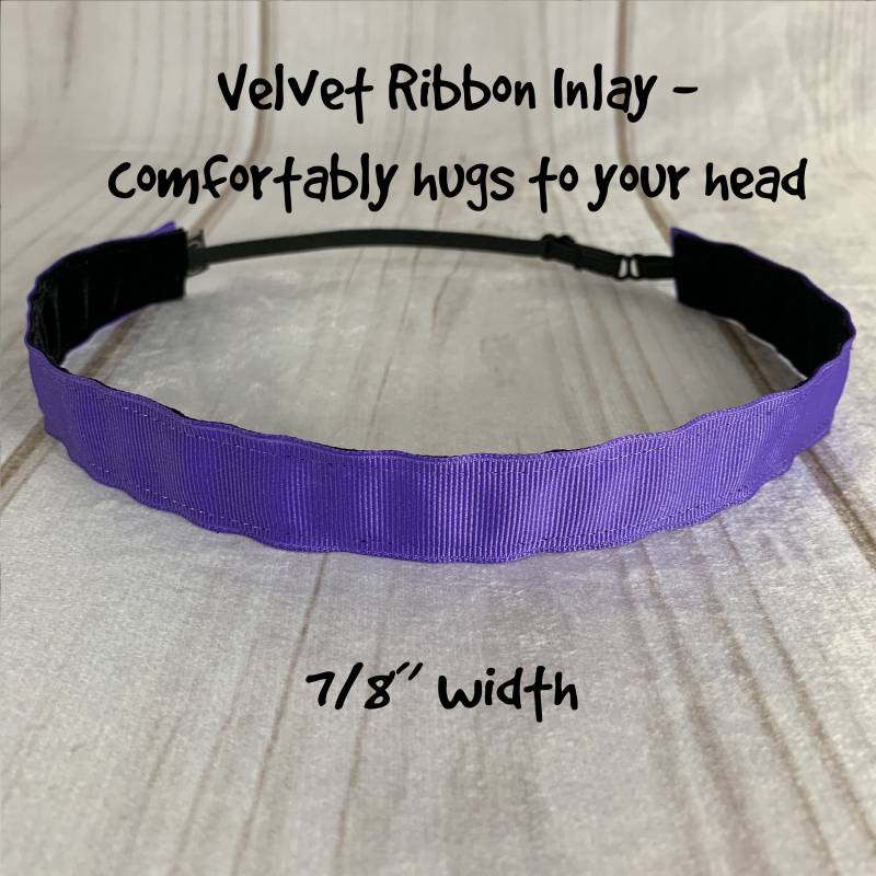 7/8" Lila Stirnband/Pansy Dunkellila Periwinkle Training Laufen Fitness Verstellbar, Rutschfest Knopf-Stirnband-Option By Busy Bee von BusyBeeHeadbands