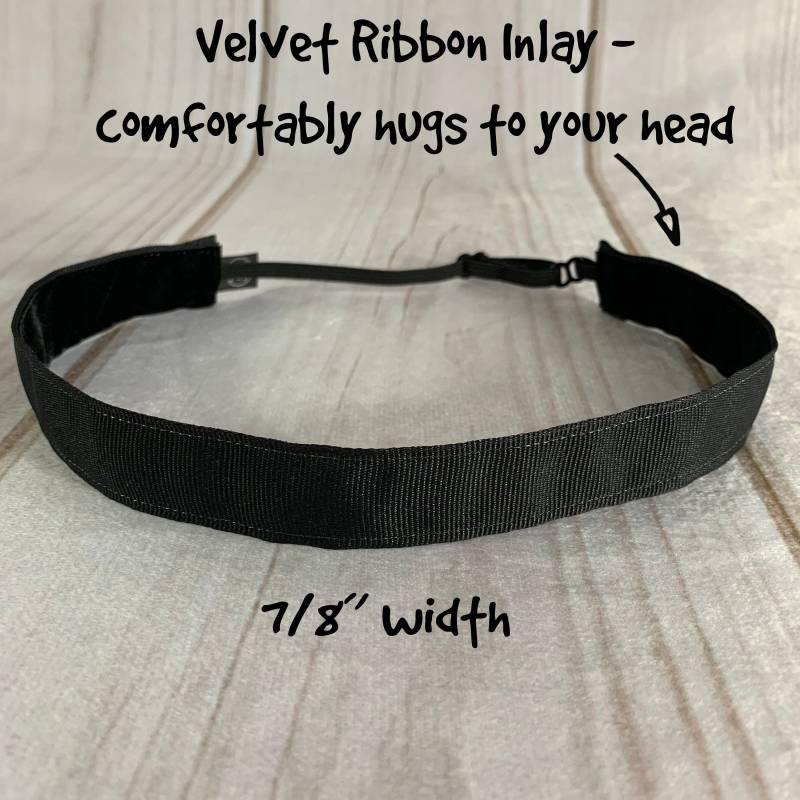 7/8 "Solid Black Stirnband/Schlichtes Breites Workout-Stirnband Verstellbares Rutschfestes Knopf-Stirnband-Option Von Busy Bee von BusyBeeHeadbands