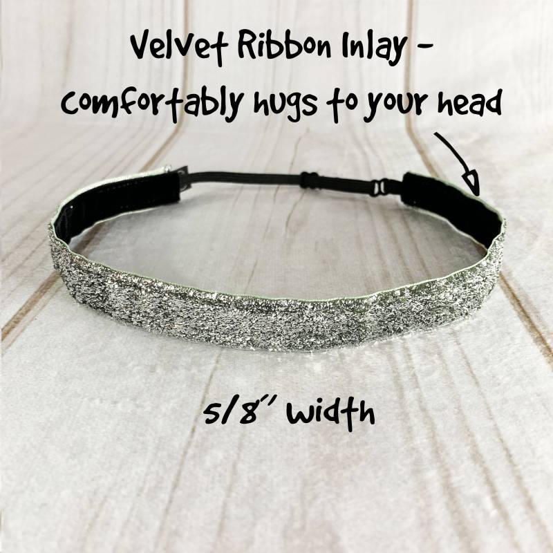 Silber Sparkle Verstellbares, Rutschfestes Stirnband - Workout-Laufstirnband von BusyBeeHeadbands