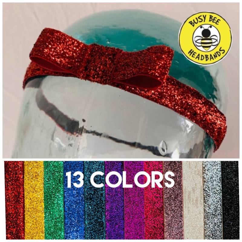 Viele Farben 5/8 "Prinzessinnenbogen Sparkle-Stirnbänder/Prinzessin Stirnband Verstellbares Rutschfestes Knopf-Stirnband-Option Busy Bee von BusyBeeHeadbands