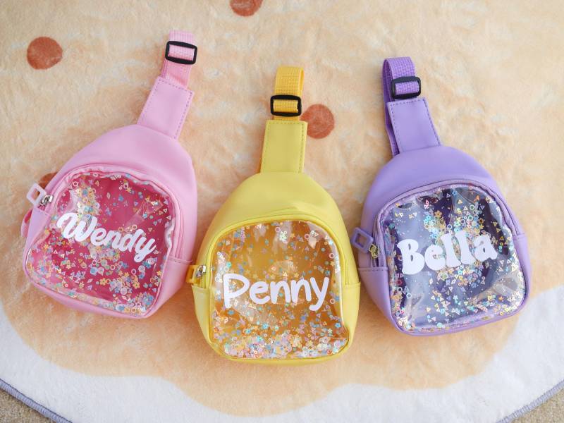 Personalisierte Kinder Lustige Packung, Schultertasche, Cross Body Mini Tasche Für Kleinkinder, Sparkle Sling Bag, Mädchen Geschenke Alter 1 2 3 4 von BusyPawUKR