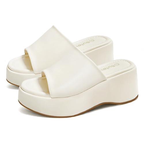 Butevar Klobige Plateau-Sandalen für Damen 2025 – offene Zehenpartie zum Hineinschlüpfen, Sommersandalen, cremefarben, modische Damen-Sandalen mit Keilabsatz, Cream, 39.5 EU Butevar Klobige Plateau-Sandalen für Damen 2025 – offene Zehenpartie zum Hineinschlüpfen, Sommersandalen, cremefarben, modische Damen-Sandalen mit Keilabsatz, Cream, 39.5 EU von Butevar