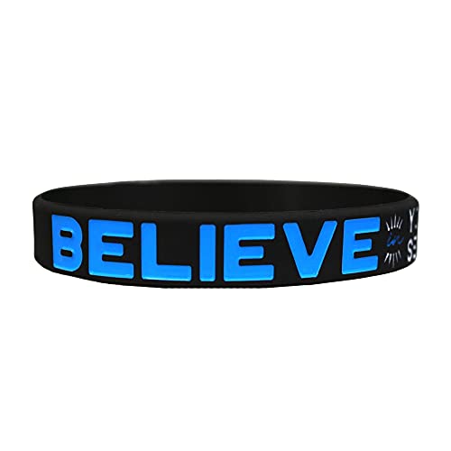 Believe In Yourself Auf Englisch Glauben Sie an sich selbst Armband Slogan Positiv glückliche psychische Gesundheit würdig schöne Damen Herren Unisex Starke Erwachsene 202mm (1 Band Only) von Butler & Grace