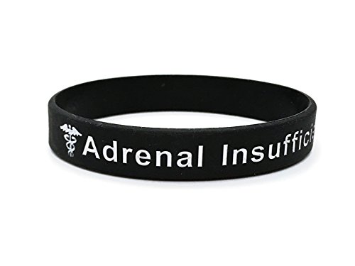 Butler & Grace Adrenal Insufficiency Nebenniere Unzulänglichkeit Nebenniere Erkrankung Silikon Medizinische Armband. Notfall Armband fur Herren Damen 8 Zoll 202 mm (1 Armband - Schwarz, 202) von Butler & Grace